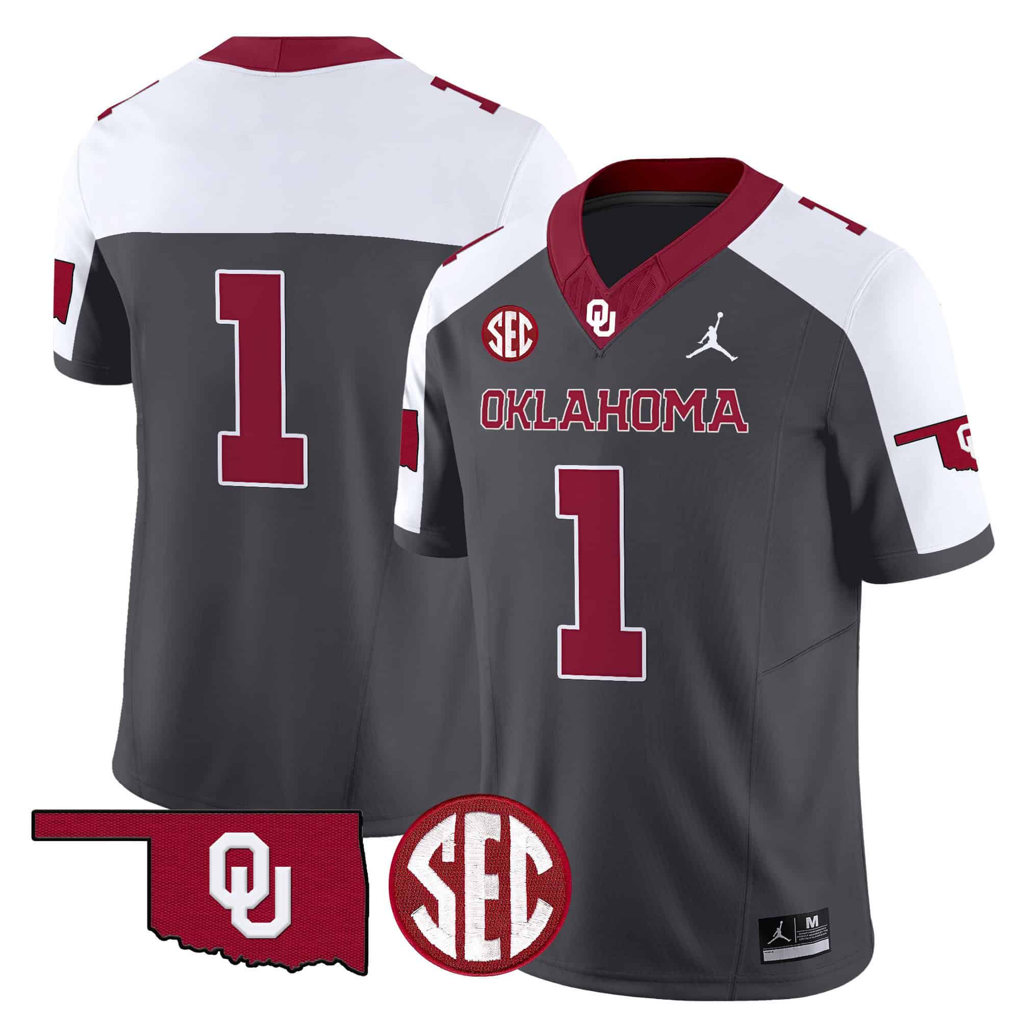 Men Oklahoma Sooners #1 No Name Black 2024 Vapor Limited NCAA Jersey